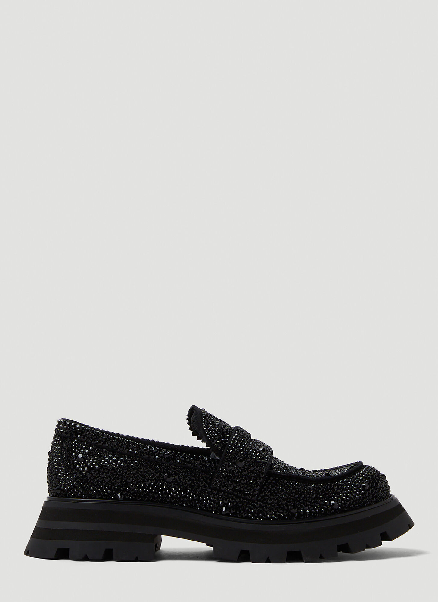 Shop Alexander Mcqueen Embellished Platform Loafers In Black