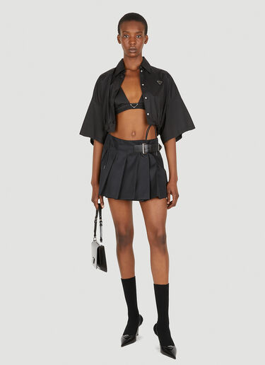 Prada Re-Nylon Pleated Mini Skirt Black pra0249013