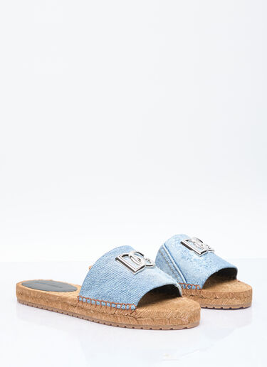 Dolce & Gabbana Denim Logo Slides Blue dol0255024
