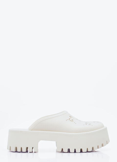 Gucci Perforated G Platform Slipper Shoes Brown guc0254029