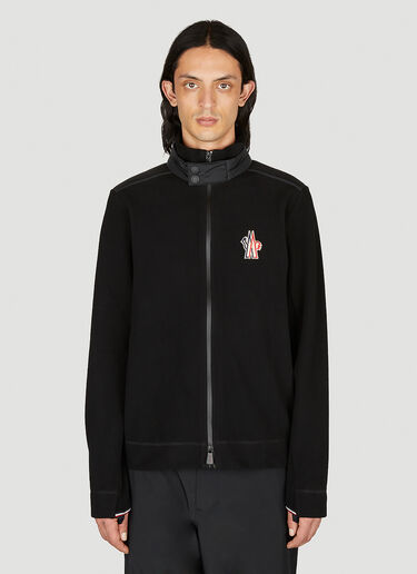 Moncler Grenoble Logo Embroidery Zip-Up Cardigan Black mog0153019
