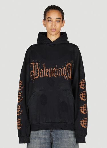 Balenciaga Heavy Metal Distressed Hooded Sweatshirt Black bal0253027
