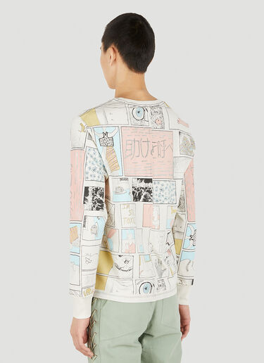 Eckhaus Latta Graphic Lapped Long Sleeve T-Shirt White eck0150005