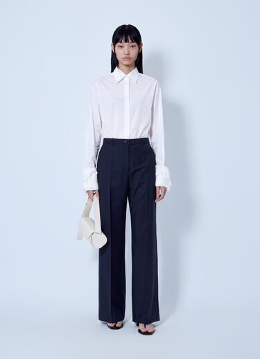 Jil Sander Cotton Shirt with Decoratively Finished Cuffs White jil0266003