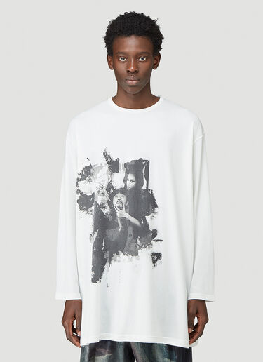 Yohji Yamamoto Printed Long-Sleeved Top White yoy0144008