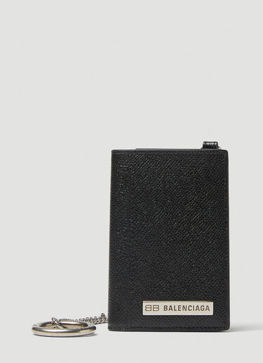 Balenciaga Plate Vertical Wallet With Chain Black bal0146007