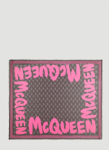 Alexander McQueen Graffiti Logo Print Biker Scarf Black amq0248041
