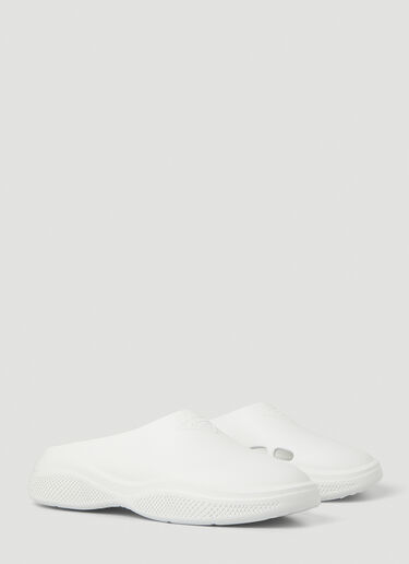 Prada Logo Embossed Foam Mules White pra0149040