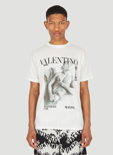 Valentino 아카이브 프린트 티셔츠 화이트 val0148013