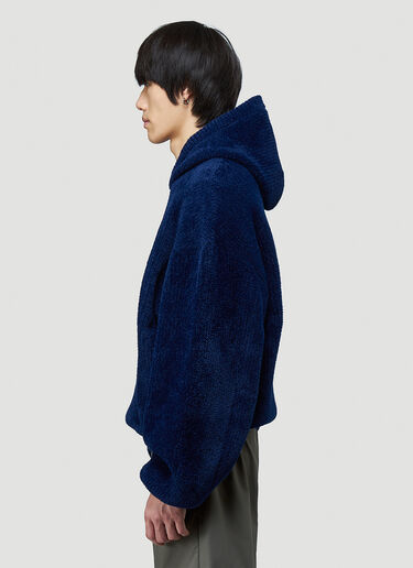 Balenciaga Embroidered Logo Hooded Sweatshirt Blue bal0143023