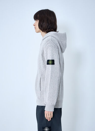 Stone Island Zip-Up Knit Hoodie Grey sto0164075