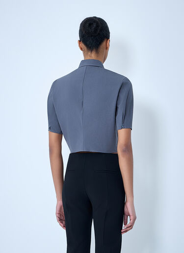 Jil Sander Short-Sleeve Button-Down Crop Shirt Grey jil0264033