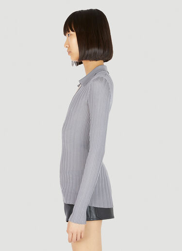Durazzi Milano Silk Knit Polo Top Grey drz0252007