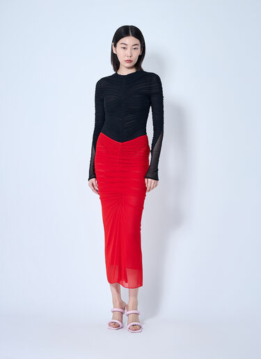 Mugler Ruched Mesh Bodysuit Black mug0259004