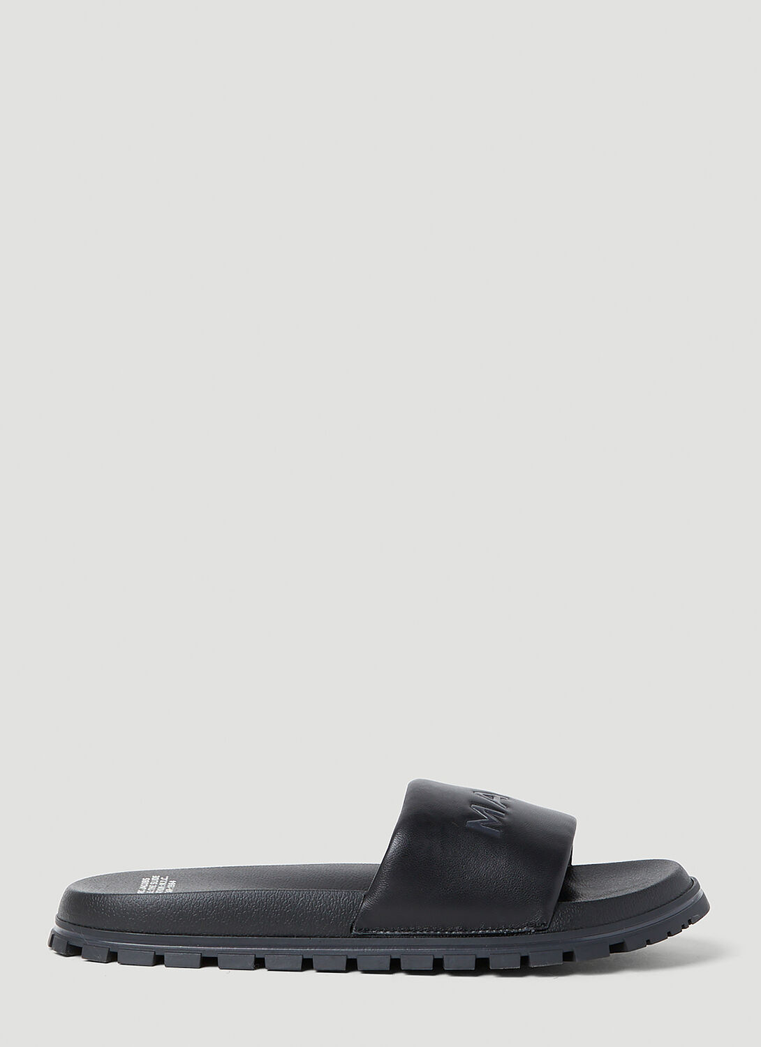 Marc Jacobs The Leather Slide Logo-embossed Slides In Black