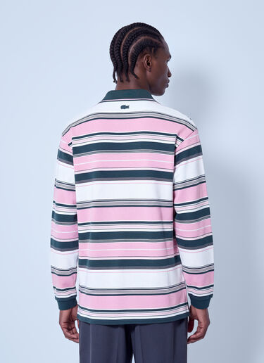 LN-CC® - Lacoste: Runway Loose Fit Striped Piqué Polo Shirt - Pink Lacoste Runway Loose Fit Striped Piqué Polo Shirt Pink lac0366001