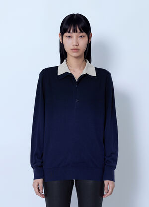Acne Studios Silk Blend Polo Knit Navy acn0265061