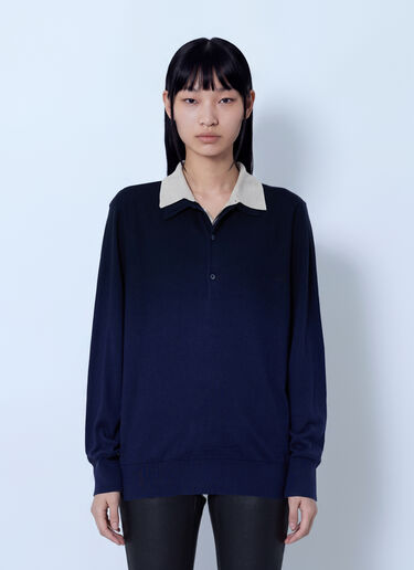 LN-CC® - Acne Studios: Silk Blend Polo Knit - Navy Acne Studios Silk Blend Polo Knit Navy acn0265061