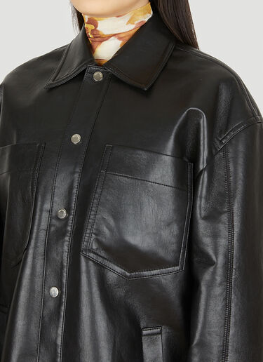 Nanushka Kiora Faux Leather Overshirt Black nan0249006