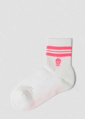 Alexander McQueen Skull Stripe Sports Socks Pink amq0251077