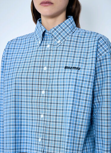 Miu Miu Check Logo Embroidery Shirt Blue miu0260001