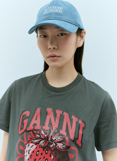 GANNI Strawberry T-Shirt Grey gan0255036