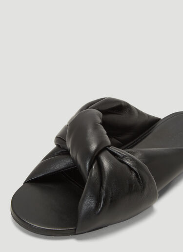 Balenciaga Drapy Leather Slides Black bal0243038