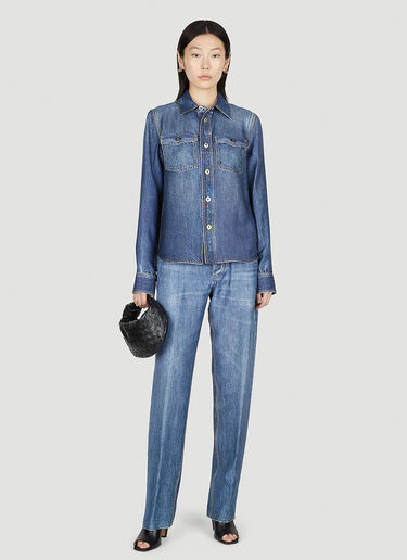 Denim Print Shirt Bottega Veneta Denim Print Shirt Blue bov0252105