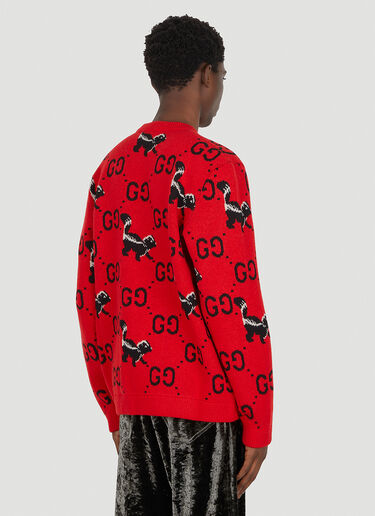 Gucci Horsebit Jacquard Sweater Red guc0151032