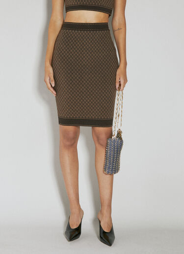Mini Monogram Knit Midi Skirt Balmain Mini Monogram Knit Midi Skirt Brown bln0254005