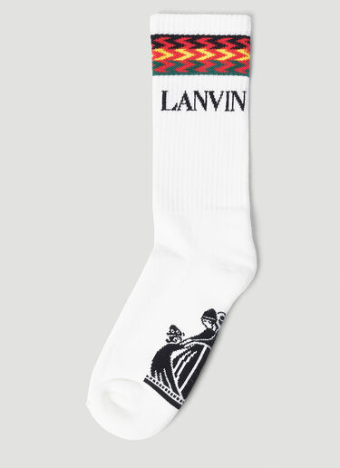 Lanvin Logo Intarsia Socks White lnv0149027