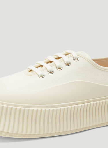 Jil Sander Ribbed-Sole Canvas Sneakers Beige jil0143022