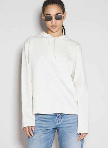 Prada Logo Patch Hooded Sweatshirt Cream pra0256004