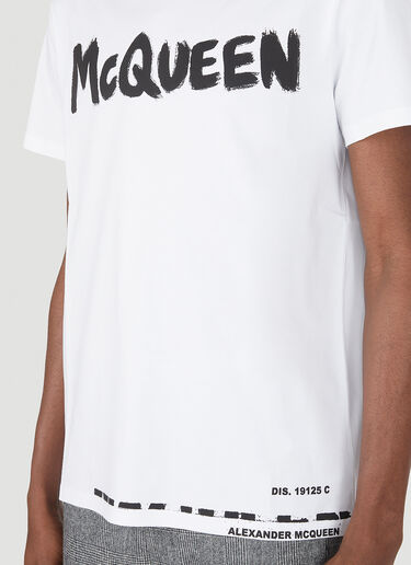 Alexander McQueen 시그니처 프린트 티셔츠 화이트 amq0147023