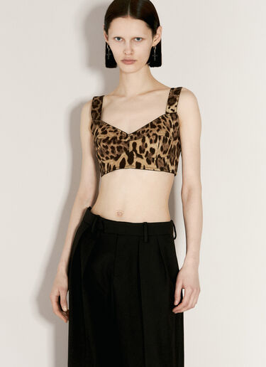 Dolce & Gabbana Leopard Print Bustier Top Brown dol0255011