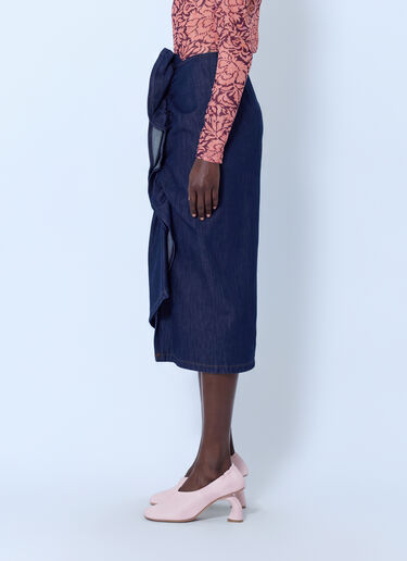 LN-CC® - Dries Van Noten: Sinas Ruffle Denim Midi Skirt - Navy Dries Van Noten Sinas Ruffle Denim Midi Skirt Navy dvn0265009