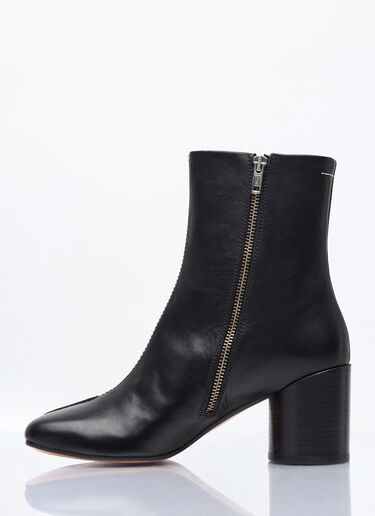 MM6 Maison Margiela Stitch-Out Leather Ankle Boots Black mmm0257011