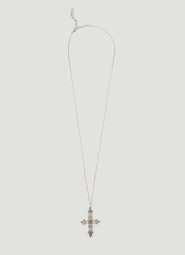 Saint Laurent Romantic Cross Pendant Necklace Silver sla0247088