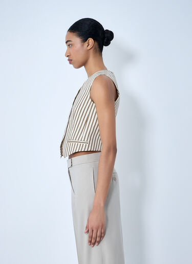 Max Mara Striped Buttoned Waistcoat Beige max0264008