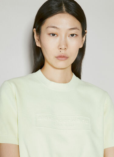 엠보싱 로고 크롭 골지 티셔츠 Alexander Wang 엠보싱 로고 크롭 골지 티셔츠 옐로우 awg0253062