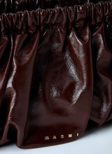 LN-CC® - Marni: Ruched Leather Shoulder Bag - Brown Marni Ruched Leather Shoulder Bag Brown mni0265027