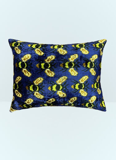 Les-Ottomans Bees Velvet Cushion Blue wps0691526
