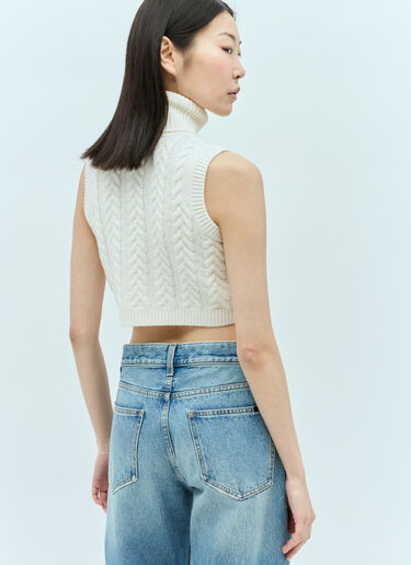 Max Mara Sleeveless Cashmere Crop Top Cream max0255025