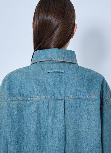 LN-CC® - Jean Paul Gaultier: Face Print Oversized Denim Shirt - Blue Jean Paul Gaultier Face Print Oversized Denim Shirt Blue jpg0266007