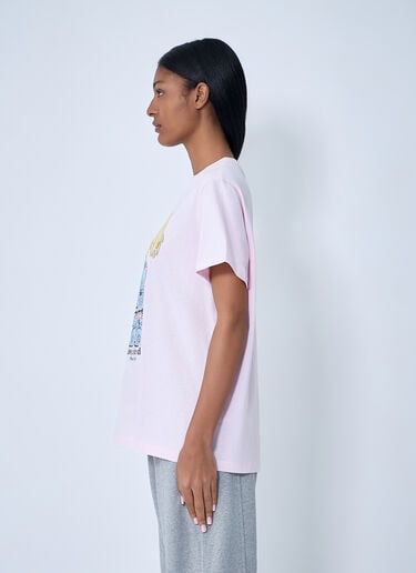 GANNI Logo Motif T-Shirt Pink gan0263005