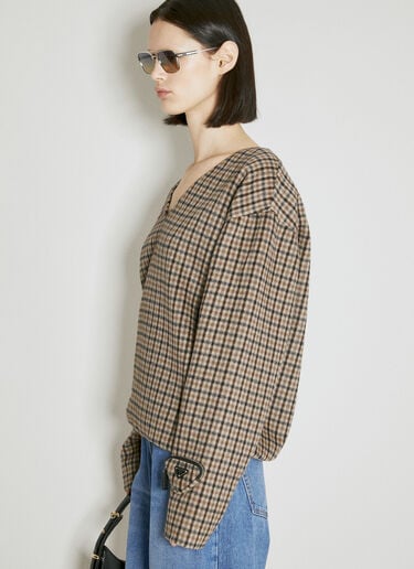 カシュゴラチェックトップ Prada カシュゴラチェックトップ ブラウン pra0254018