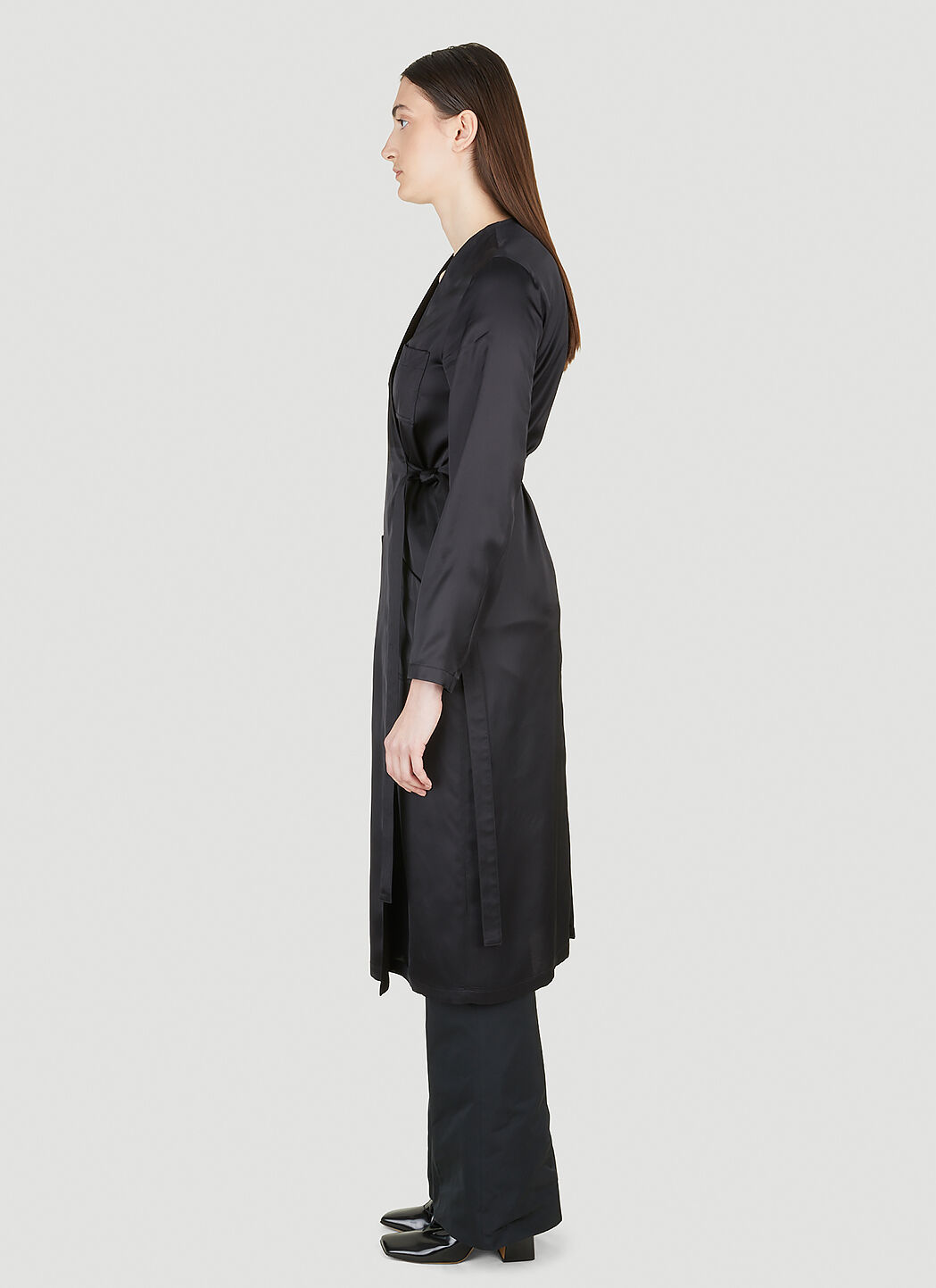MM6 Maison Margiela Wrap Trench Coat in Black LN CC
