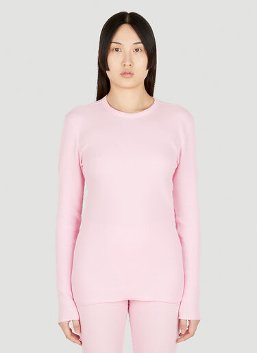 ERL Waffle Knit Long Sleeve T-Shirt Pink erl0348008
