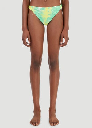 GANNI Recycled Printed Bikini Briefs Green gan0246008
