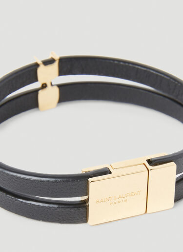 Saint Laurent Double-Strap Monogram Bracelet Black sla0253173